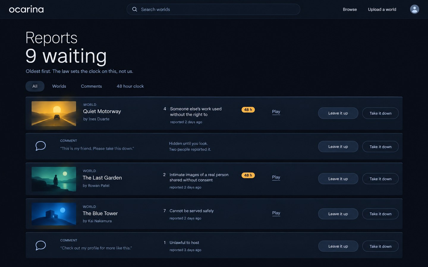 The report queue